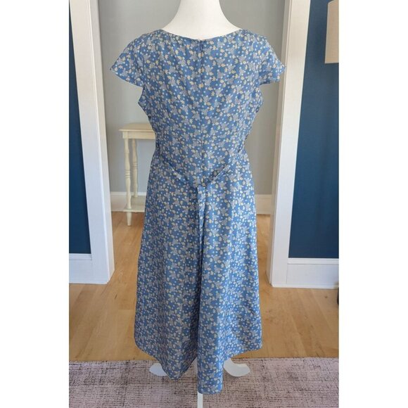 Oilily Silk Summer Floral 1940's Style Dress Size 42 US 12 Blue - Picture 3 of 15